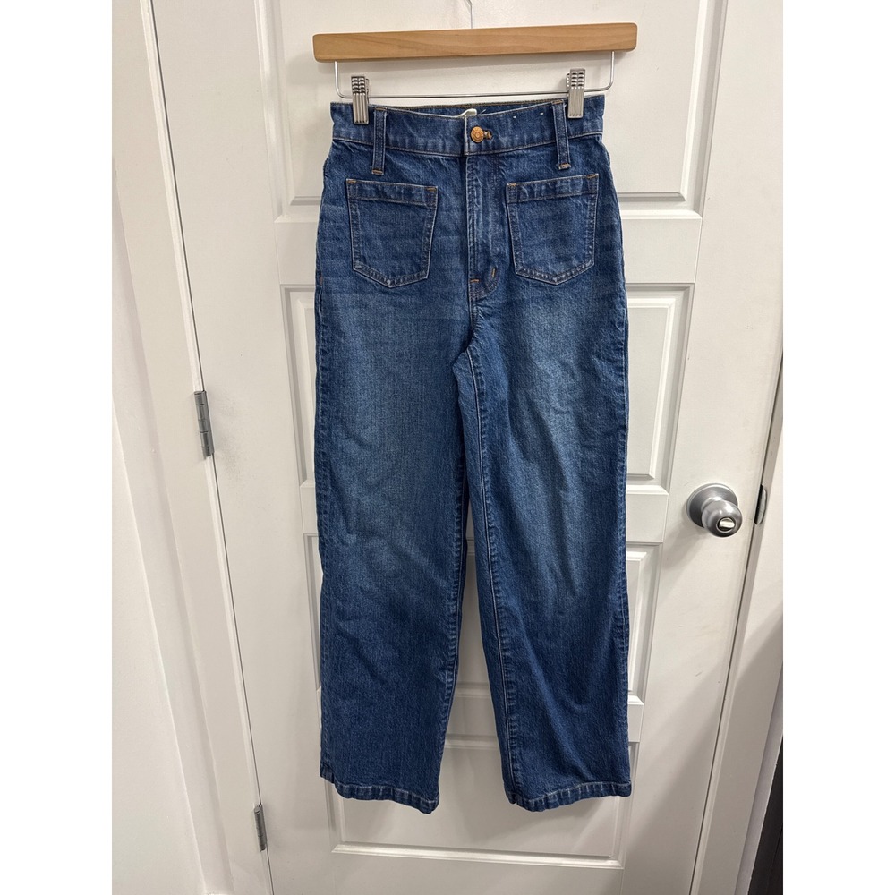 Madewell The Perfect Vintage‎ Wide-Leg Jeans Blue High Rise Patch Pocket Size 23